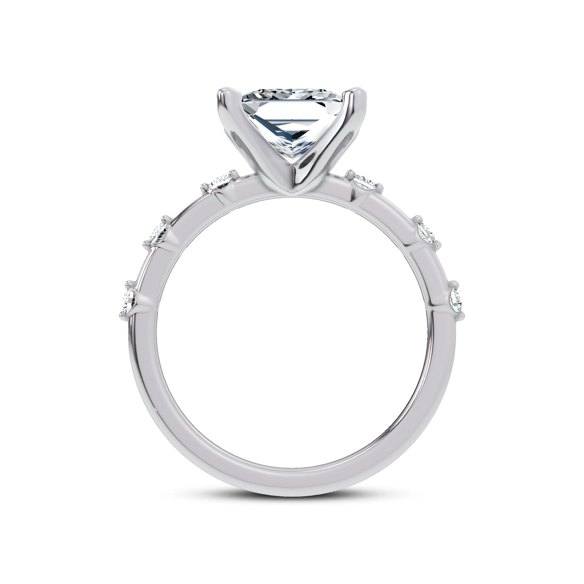 Starlight Spaced Diamond Engagement Princess Ring