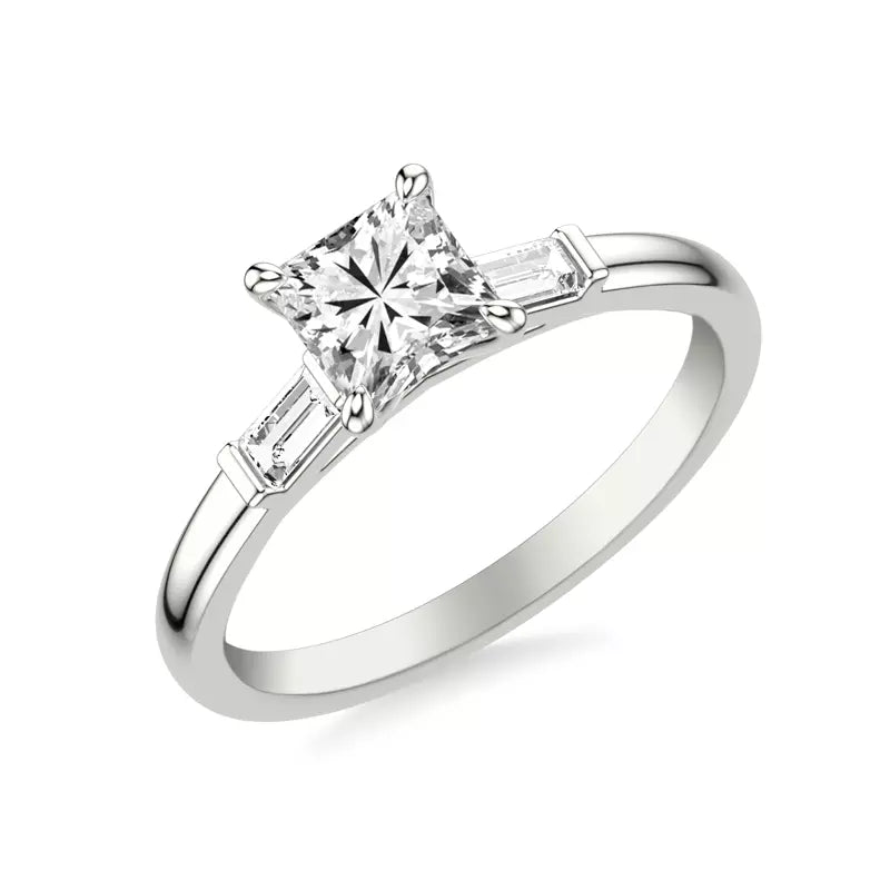 Classic 3-Stone Engagement Princess Ring