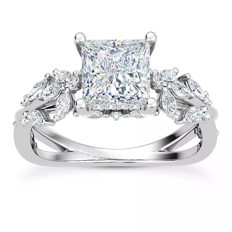 Butterfly And Bee Vine Twist Princess Engagement Ring