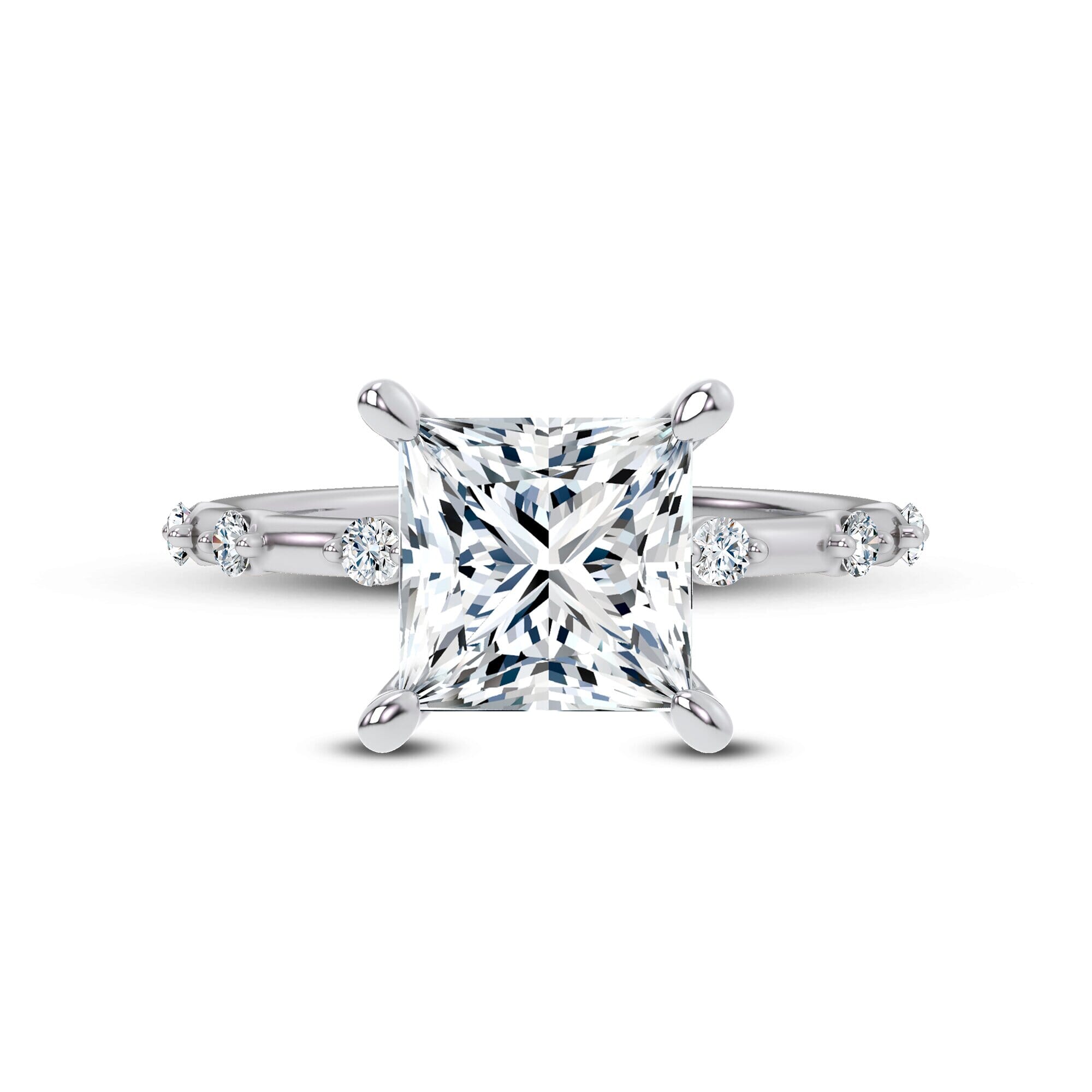 Starlight Spaced Diamond Engagement Princess Ring