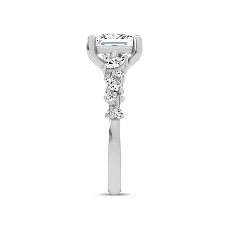 Scattered Diamond Princess Engagement Ring