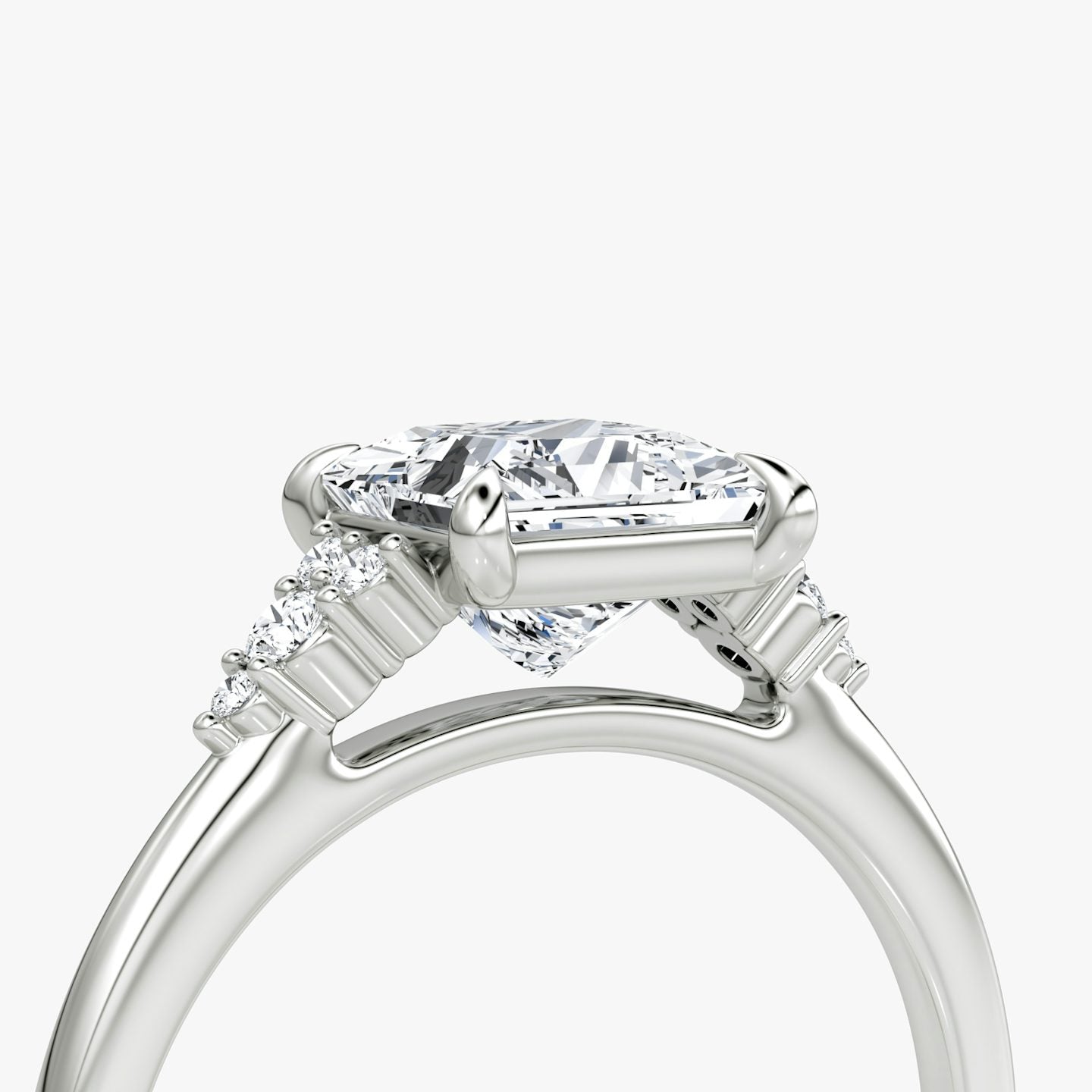 The Side Cluster Cathedral Princess Engagement Ring