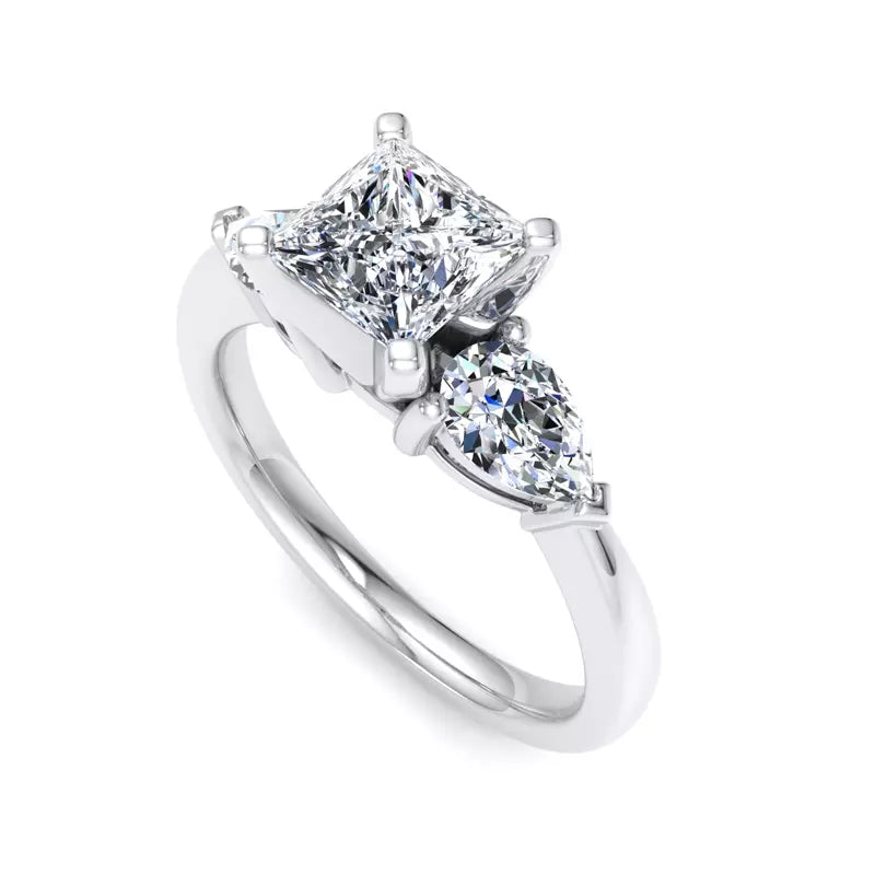 Three-Stone Lab Princess Engagement Ring