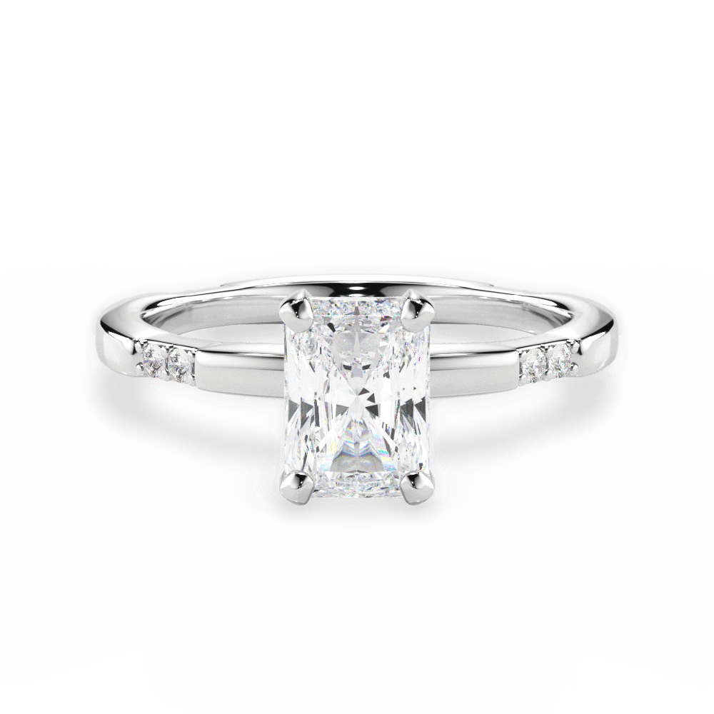 Radiant Cut Tapered Diamond Engagement Ring