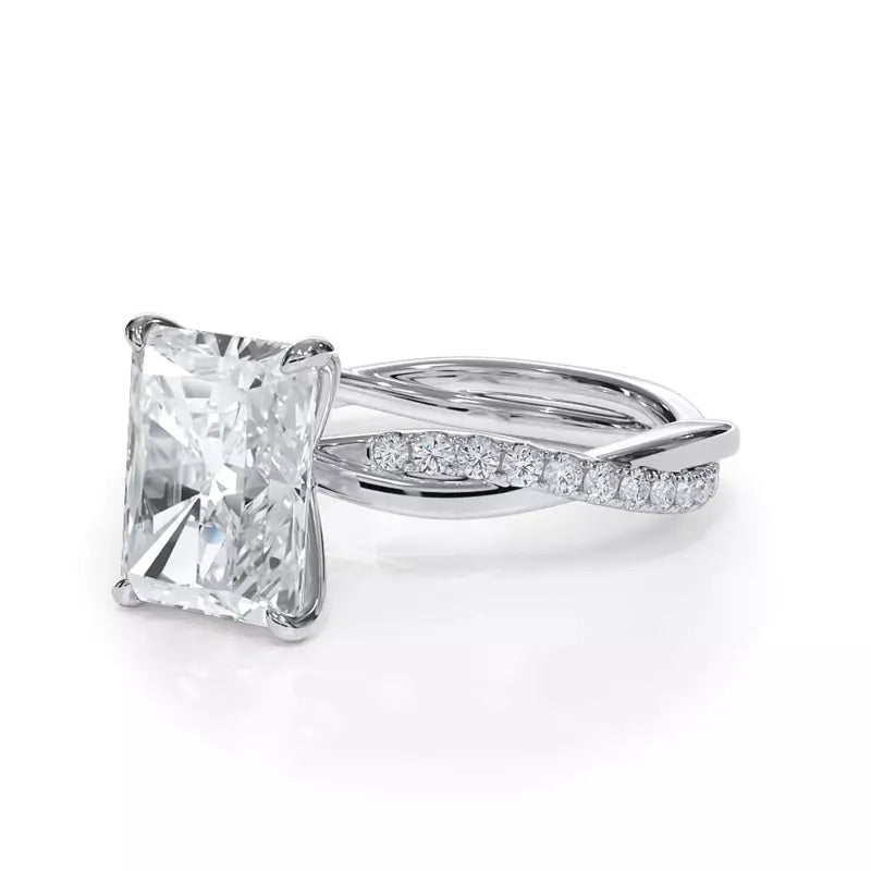 Pavé Twist Radiant Engagement Ring