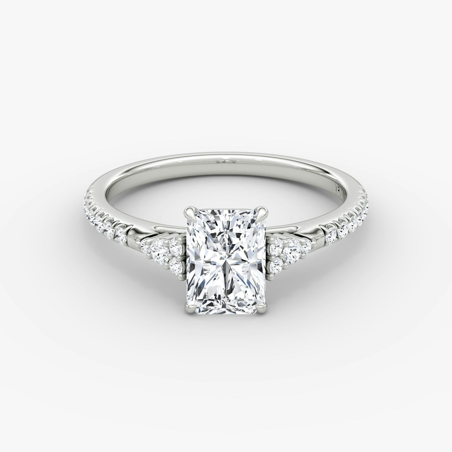 The Side Cluster Cathedral Radiant Engagement Ring