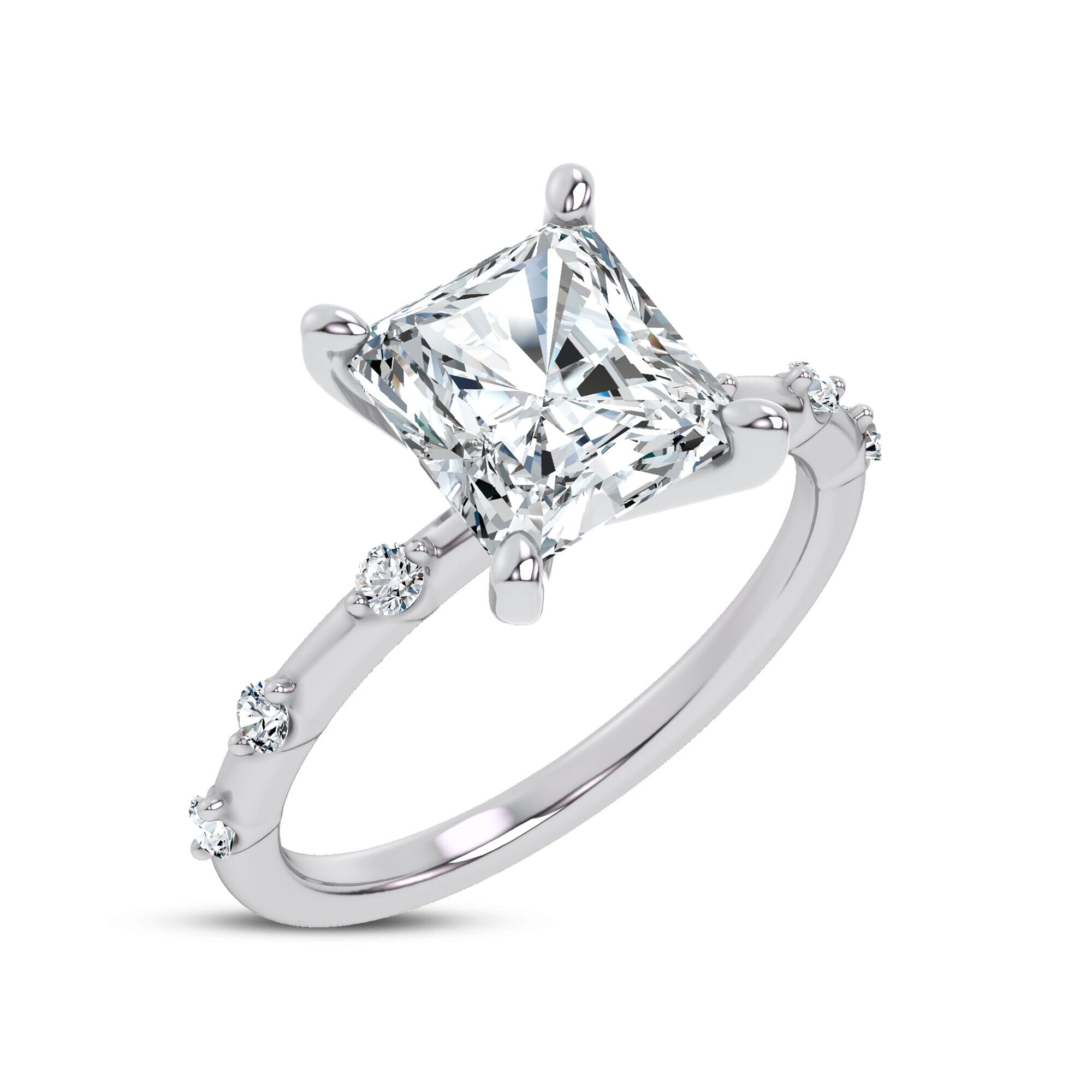 Starlight Spaced Diamond Engagement Radiant Ring