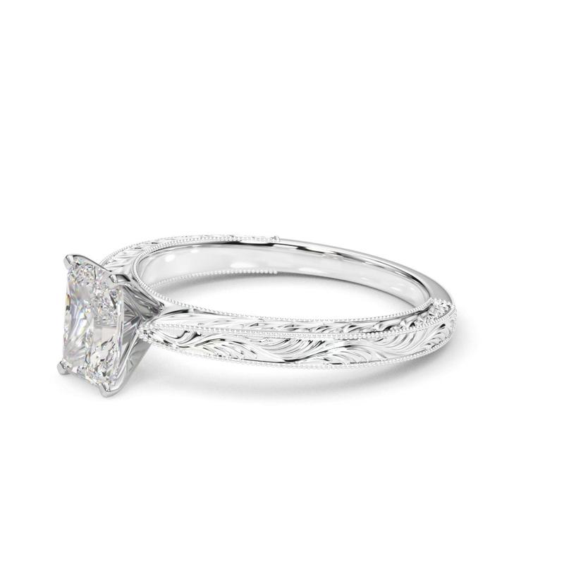 Vintage-Inspired Solitaire Engagement Radiant Ring