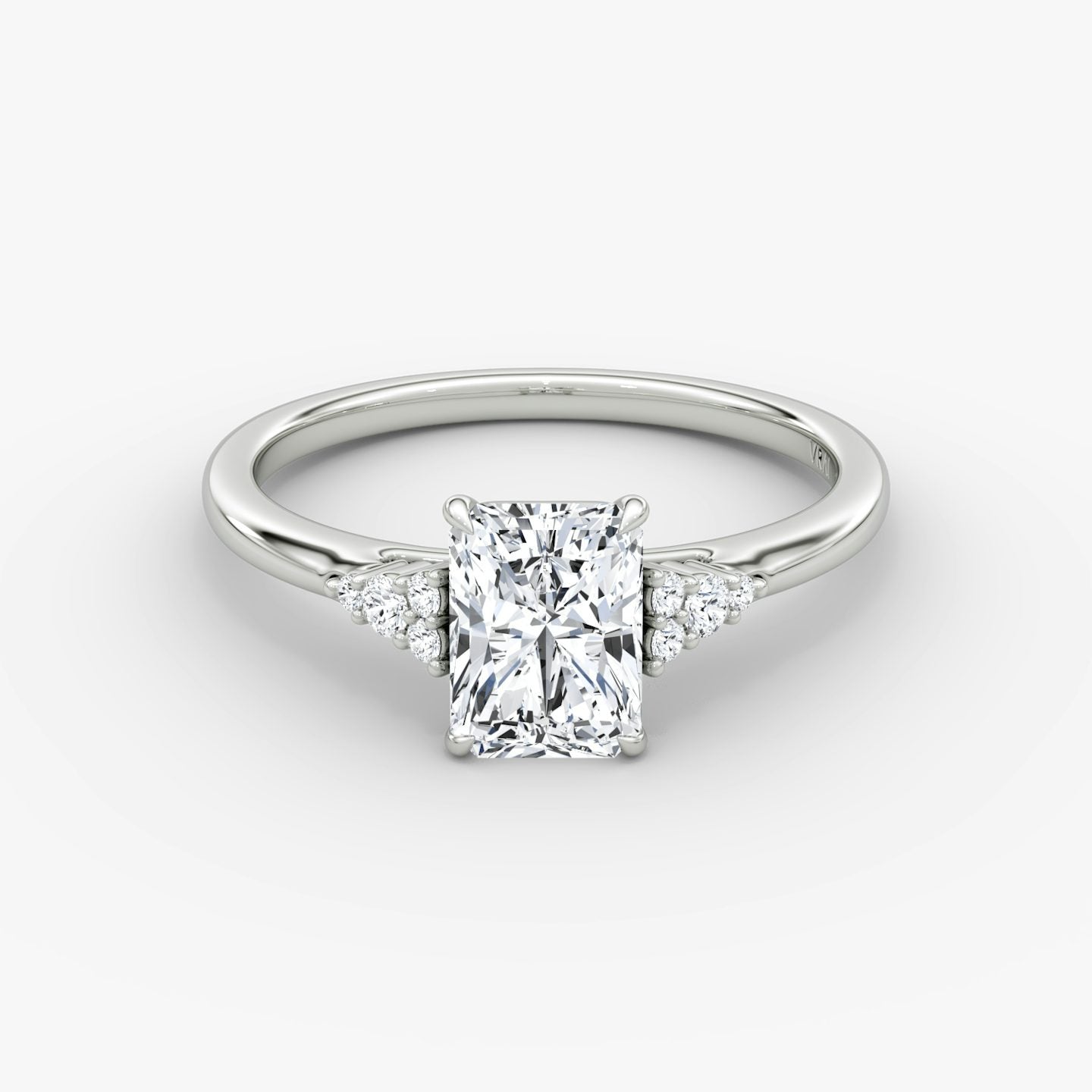 The Side Cluster Cathedral Radiant Engagement Ring