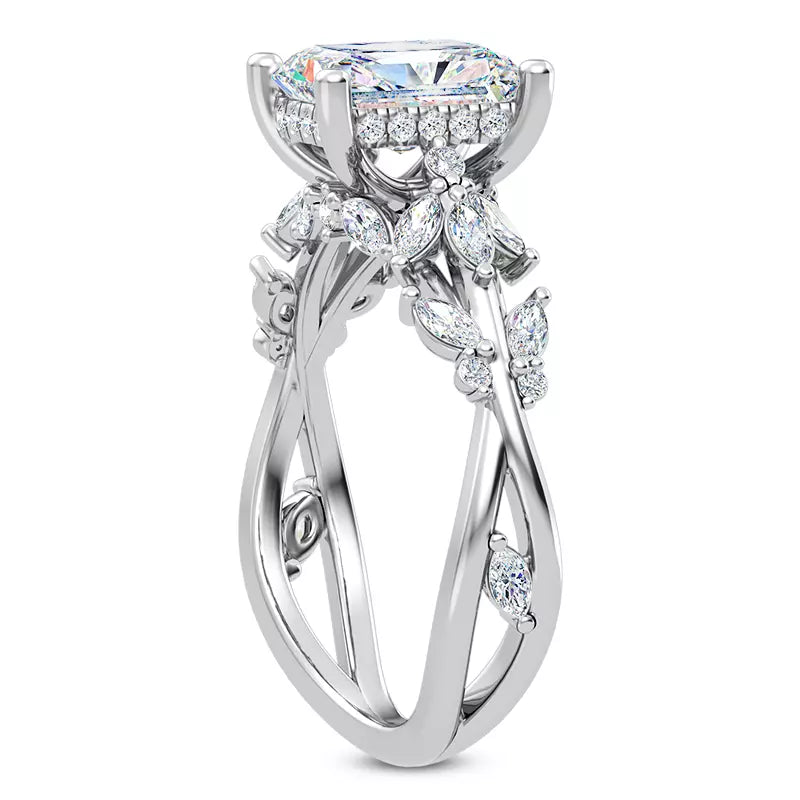 Butterfly And Bee Vine Twist Radiant Engagement Ring