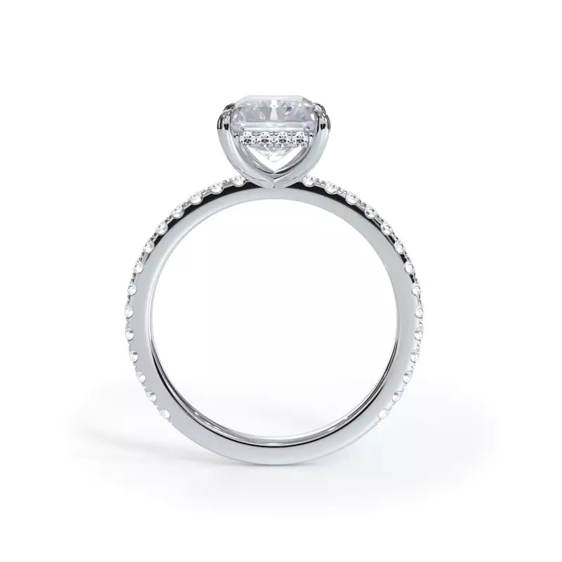 Pavé Hidden Halo Radiant Engagement Ring