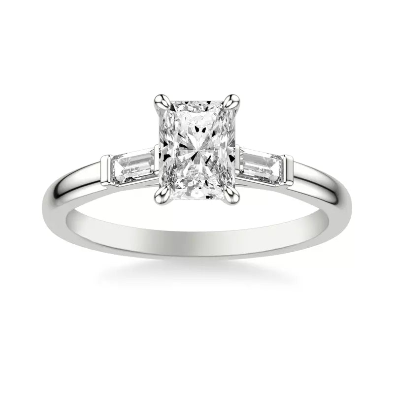 Classic 3-Stone Engagement Radiant Ring
