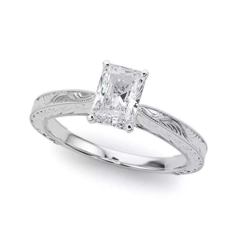 Vintage-Inspired Solitaire Engagement Radiant Ring
