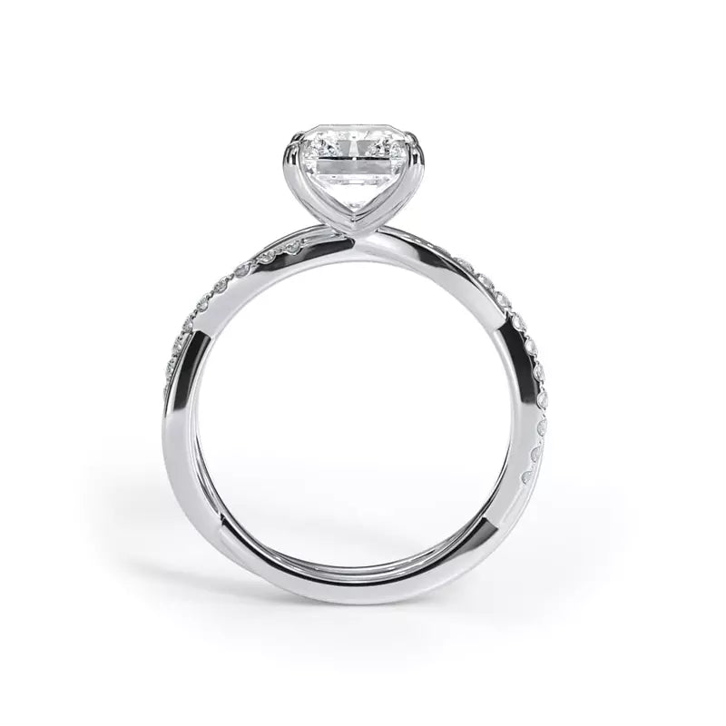 Pavé Twist Radiant Engagement Ring