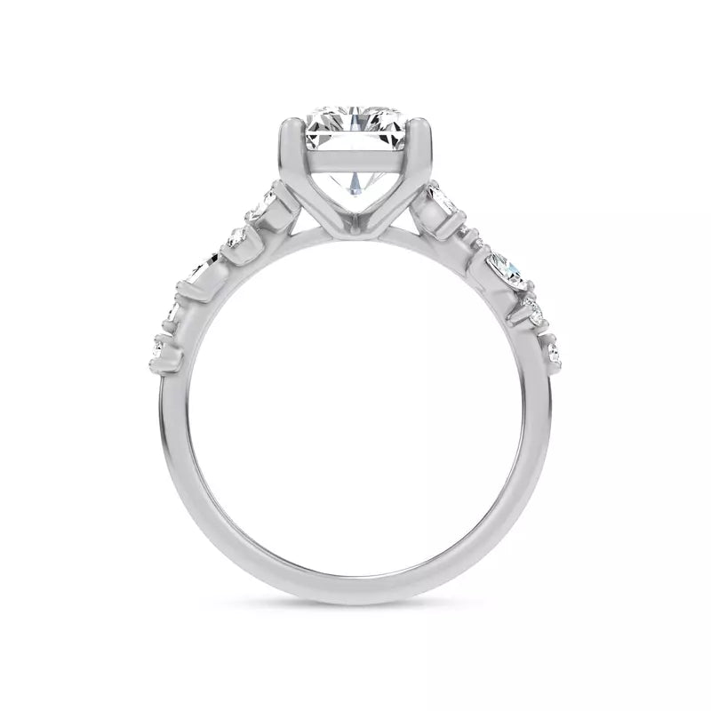 Scattered Diamond Radiant Engagement Ring
