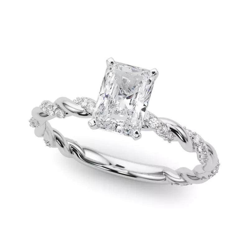 lab Diamond Radiant Twist Engagement Ring