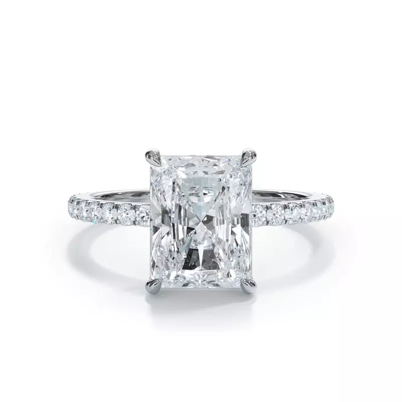 Pavé Hidden Halo Radiant Engagement Ring