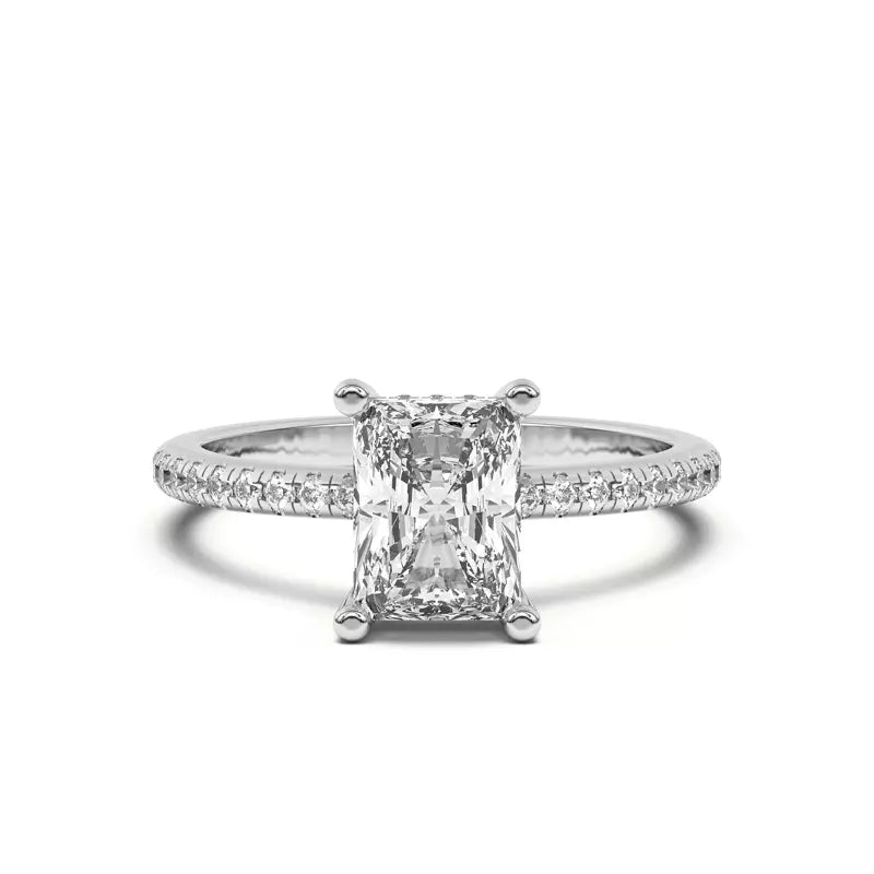 Classic Hidden Halo Pavé Radiant Engagement Ring