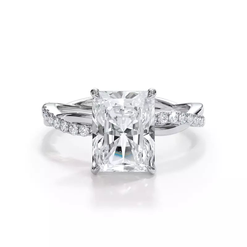 Pavé Twist Radiant Engagement Ring