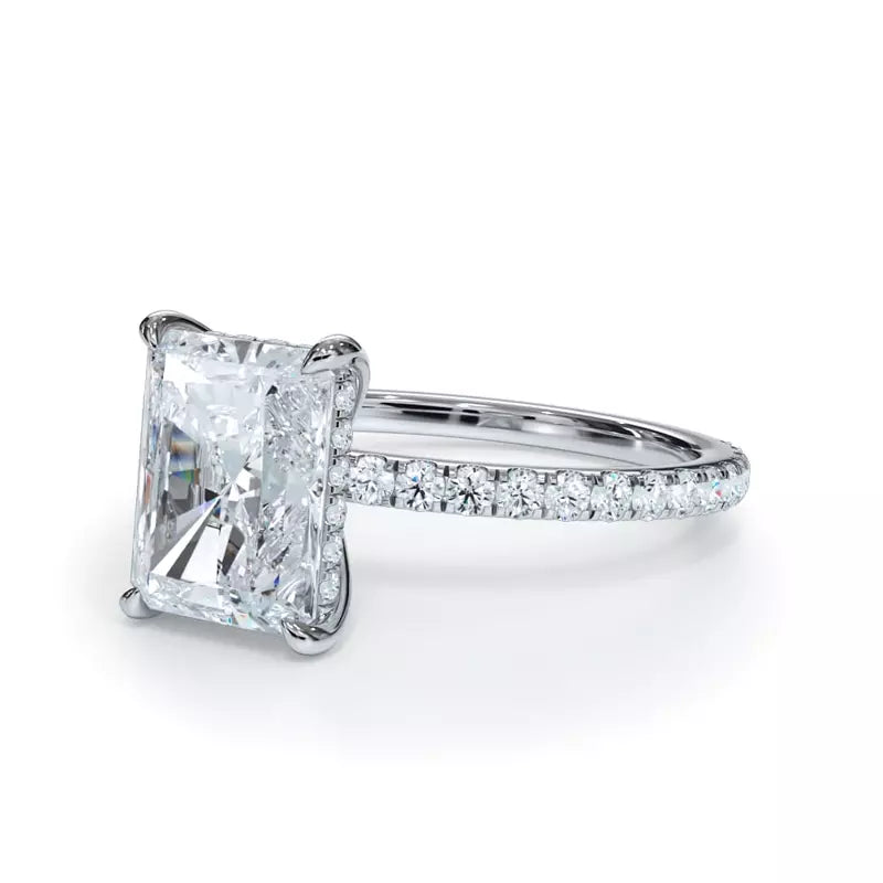 Pavé Hidden Halo Radiant Engagement Ring