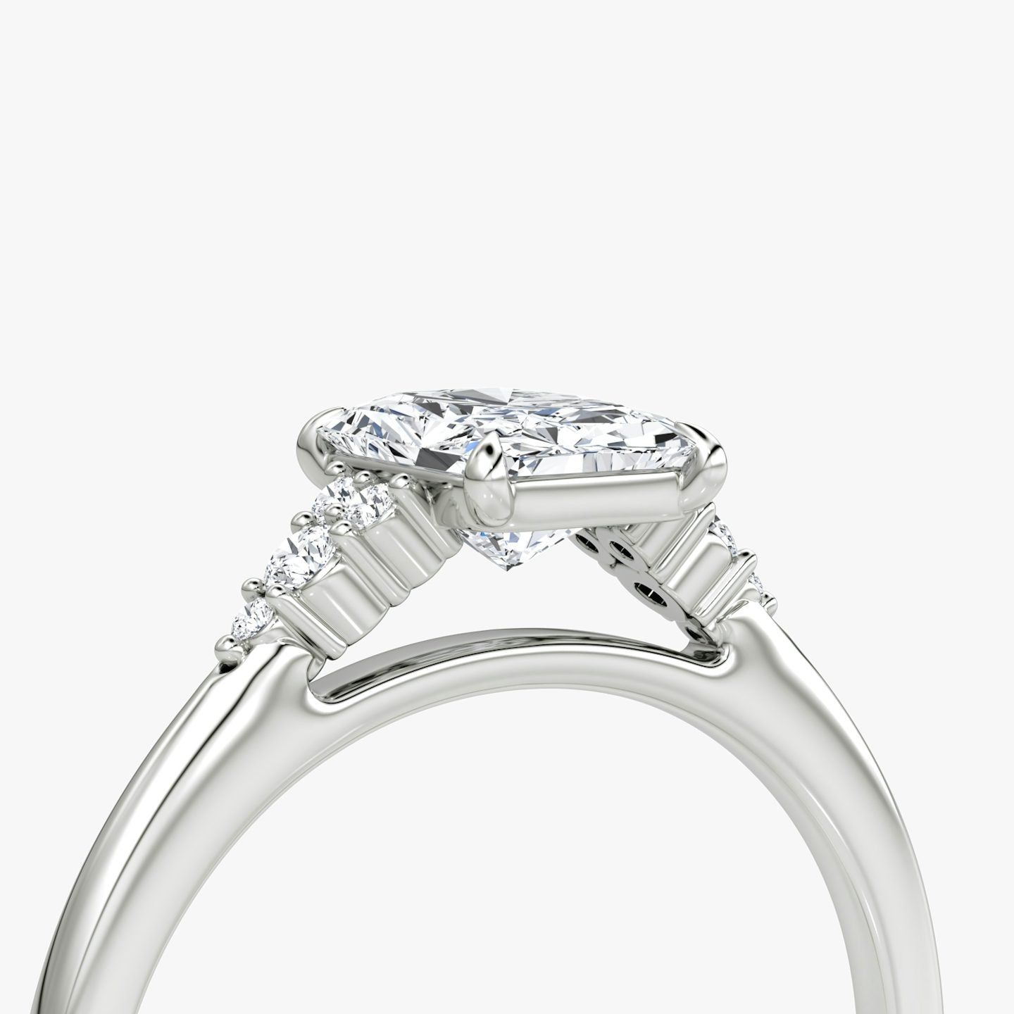 The Side Cluster Cathedral Radiant Engagement Ring