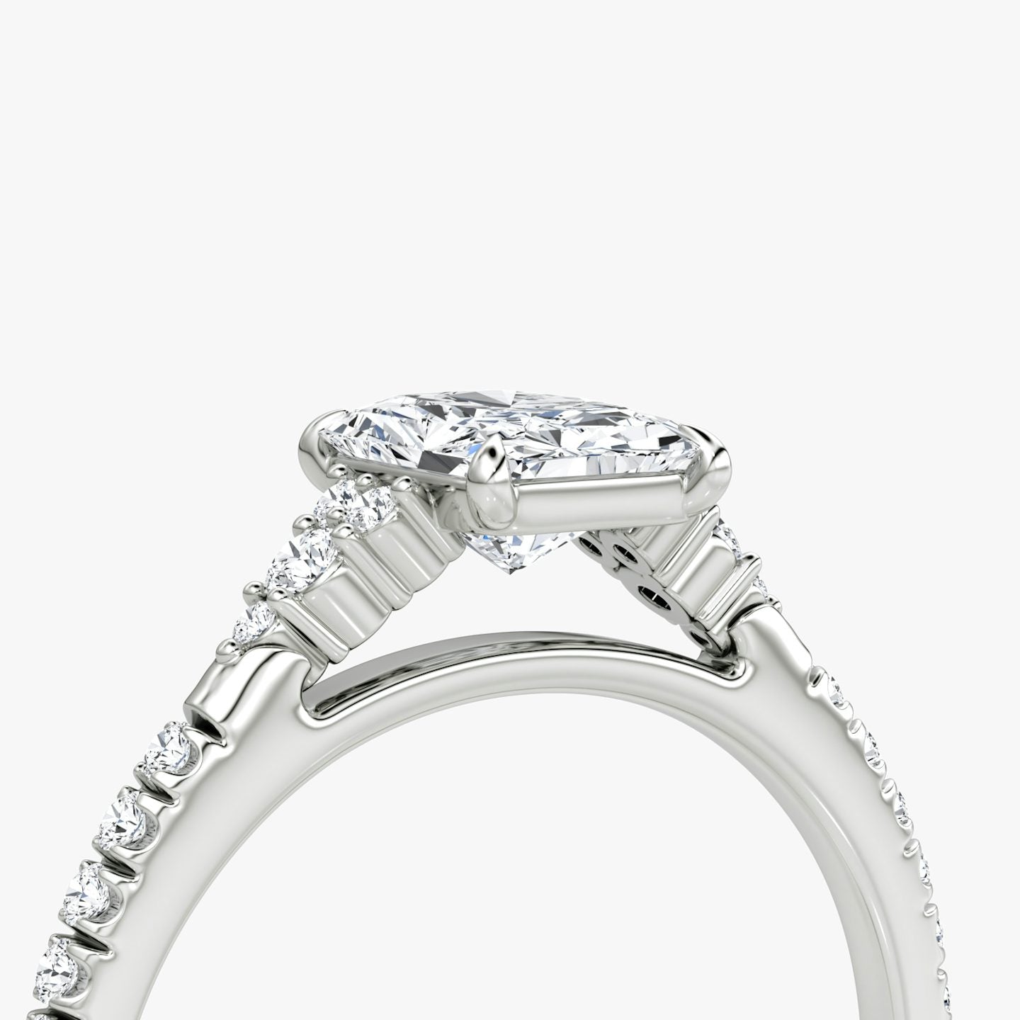 The Side Cluster Cathedral Radiant Engagement Ring