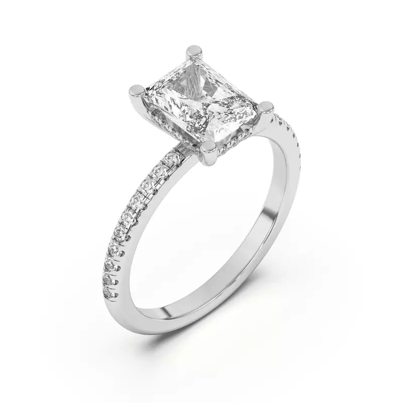Classic Hidden Halo Pavé Radiant Engagement Ring