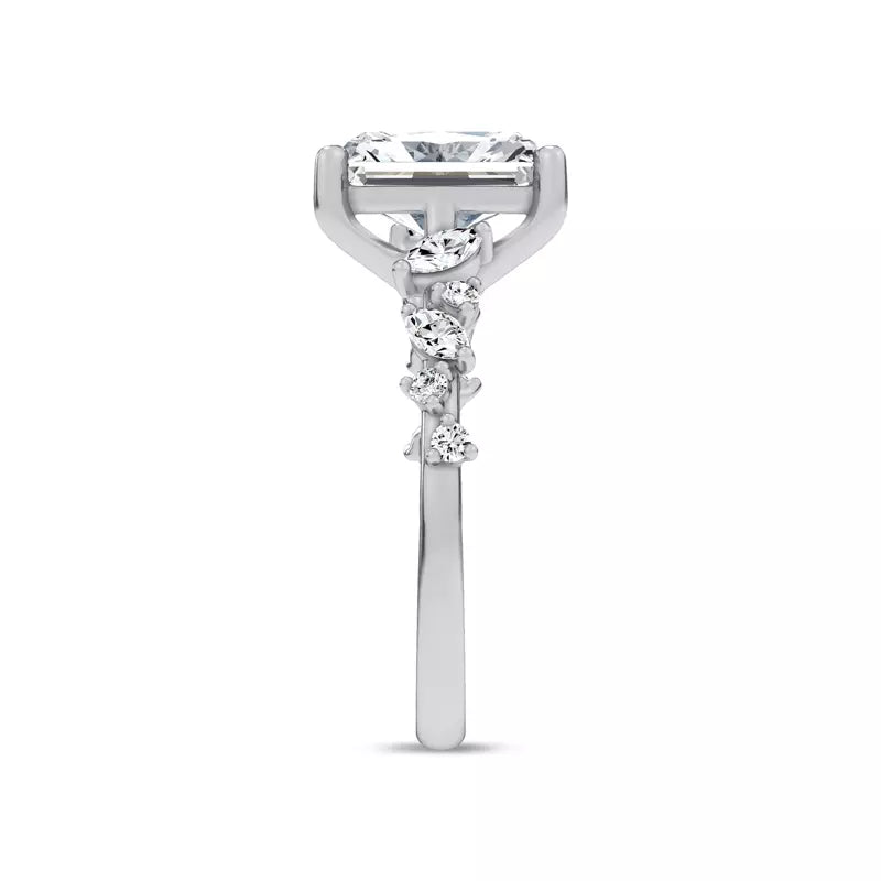 Scattered Diamond Radiant Engagement Ring