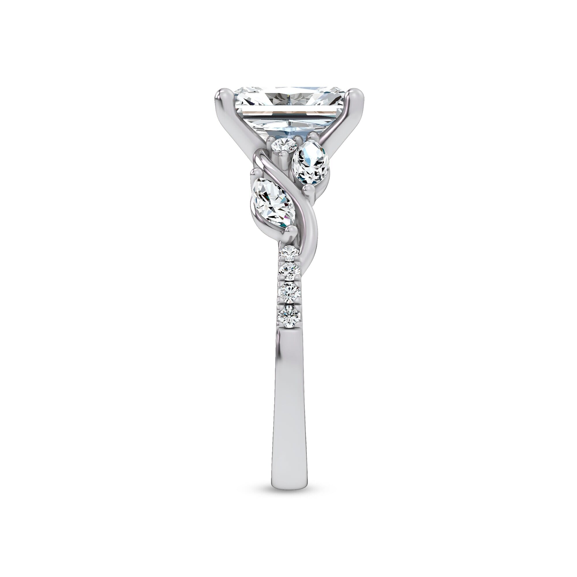 Curved Vine Diamond Radiant Engagement Ring