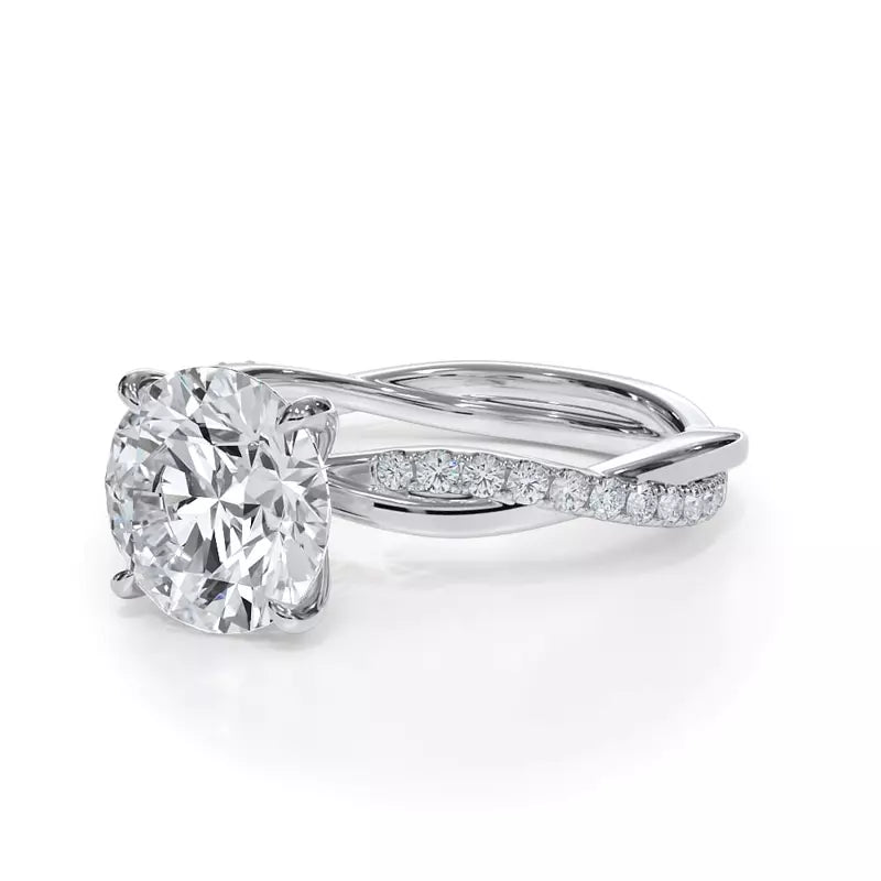 Pavé Twist Round Engagement Ring