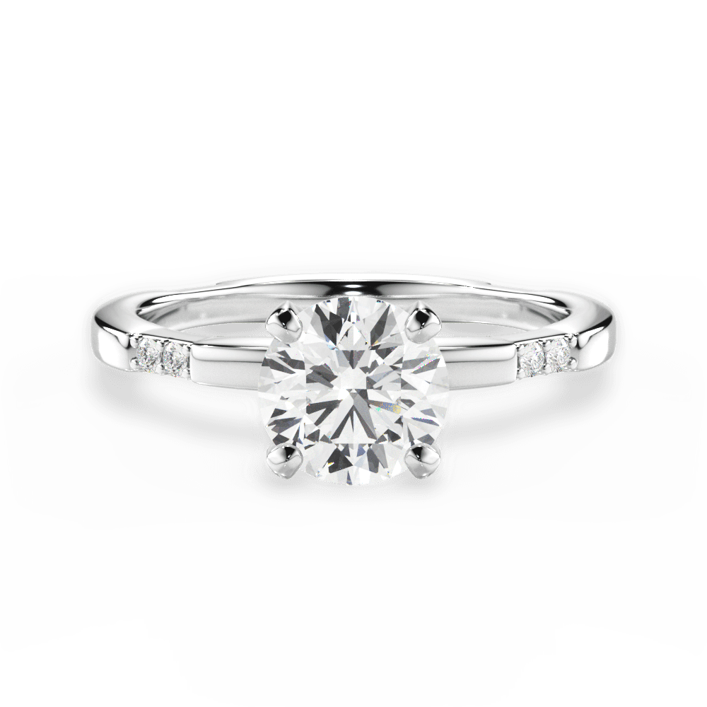 Round Cut Tapered Diamond Engagement Ring