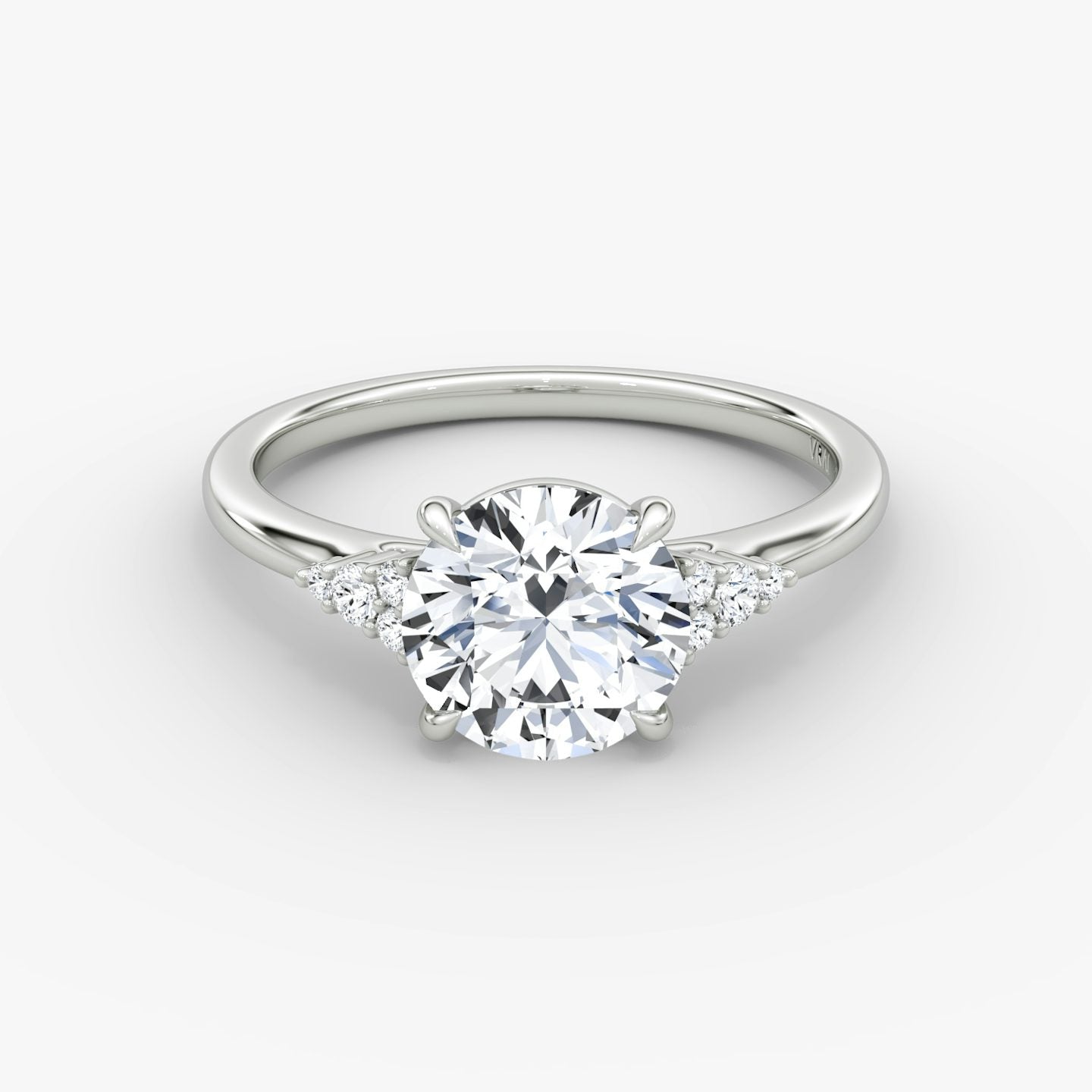 The Side Cluster Cathedral Round Brilliant Engagement Ring