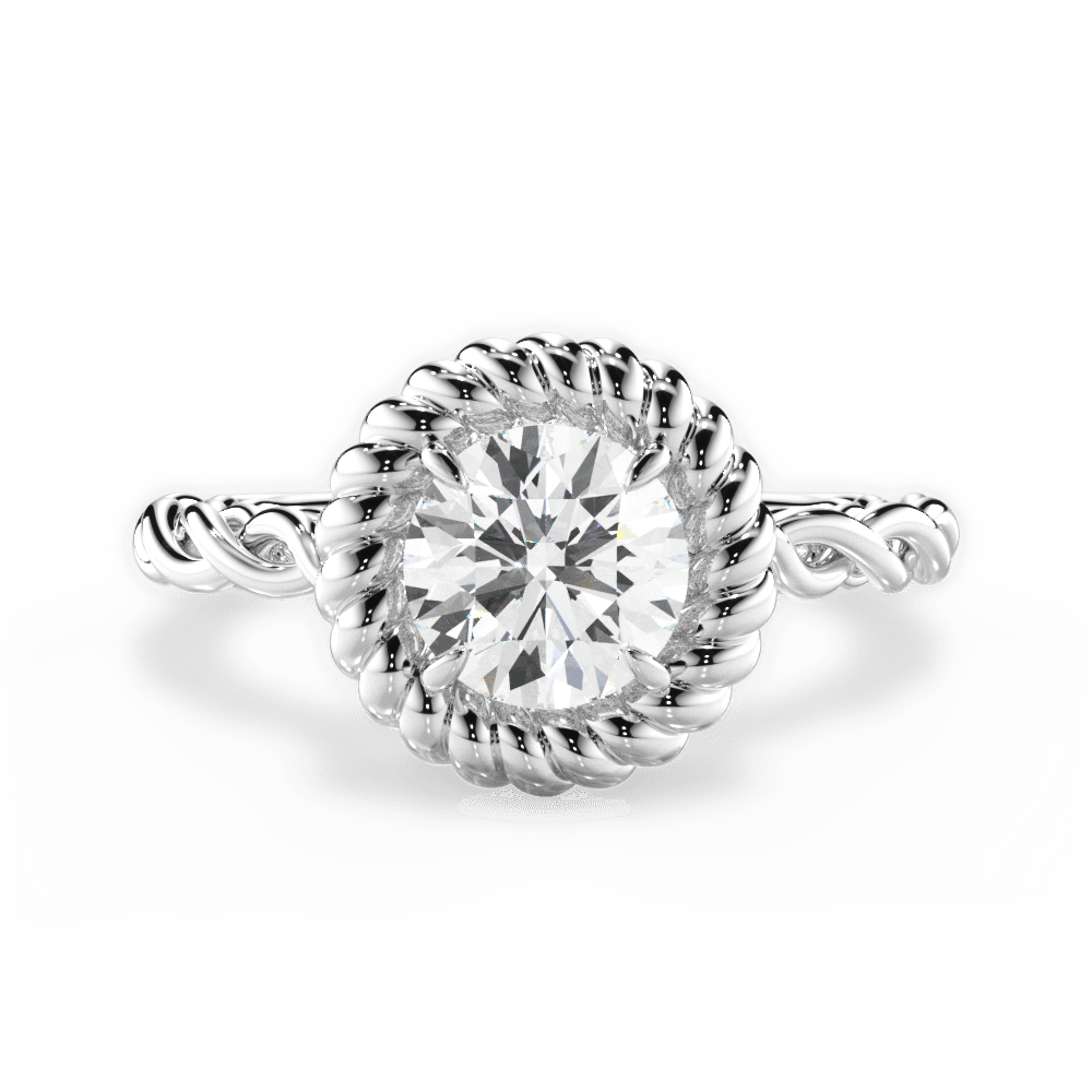 Round Cut Twisted Halo Engagement Ring