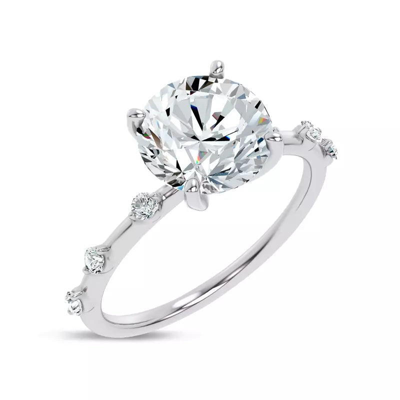 Starlight Spaced Diamond Engagement Round Ring