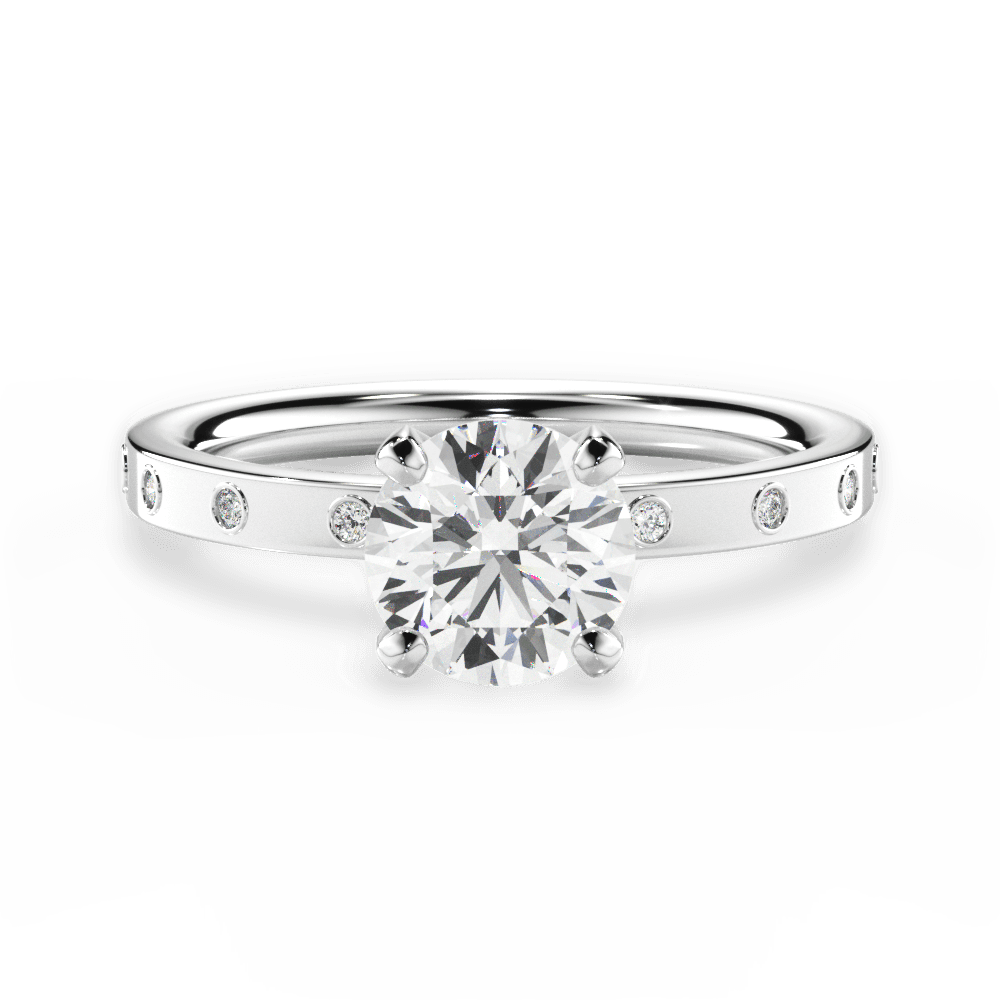 Round Cut Diamond Band Engagement Ring