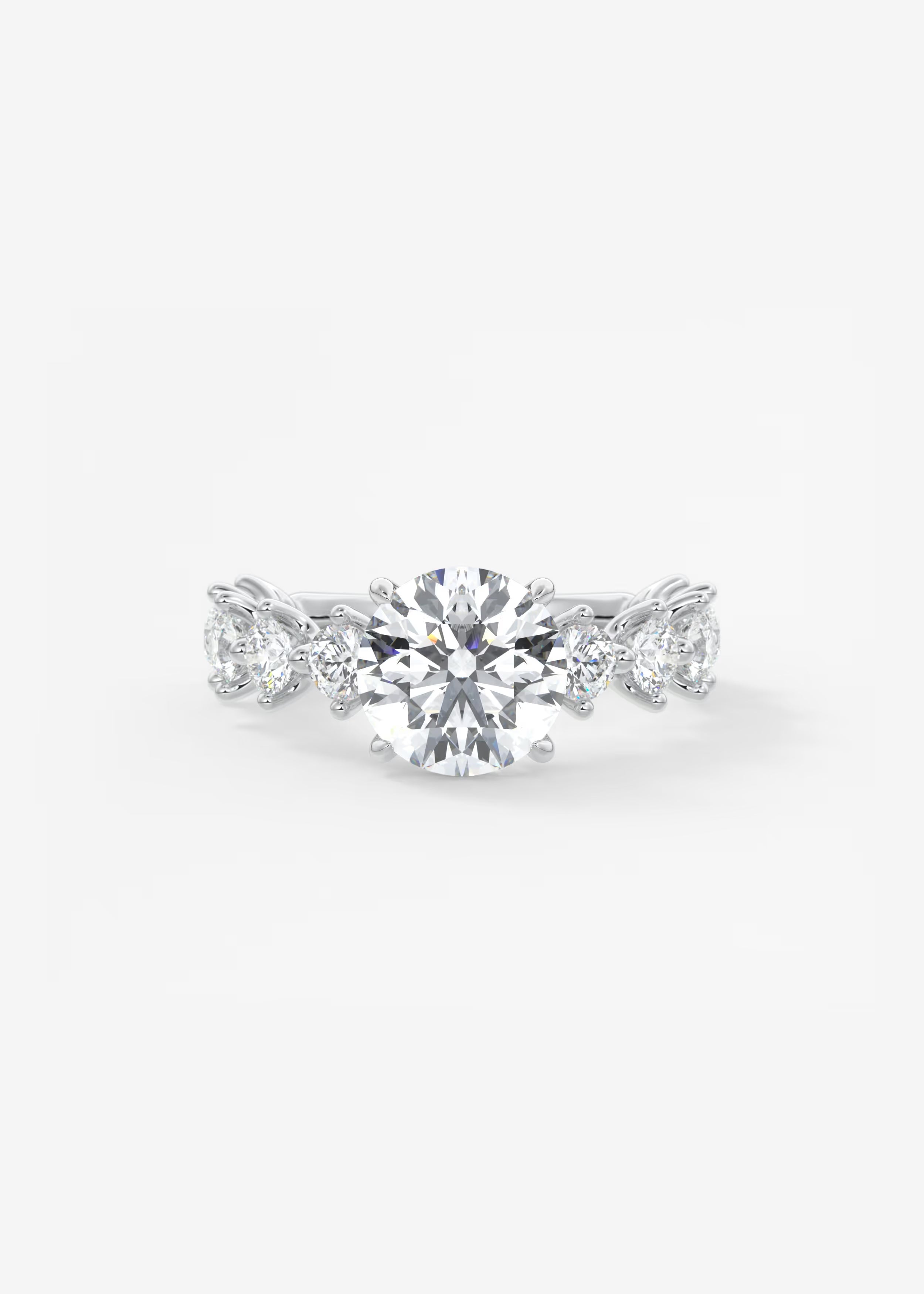 Round Diamond Engagement Ring with Mixed Shape Eternity Band