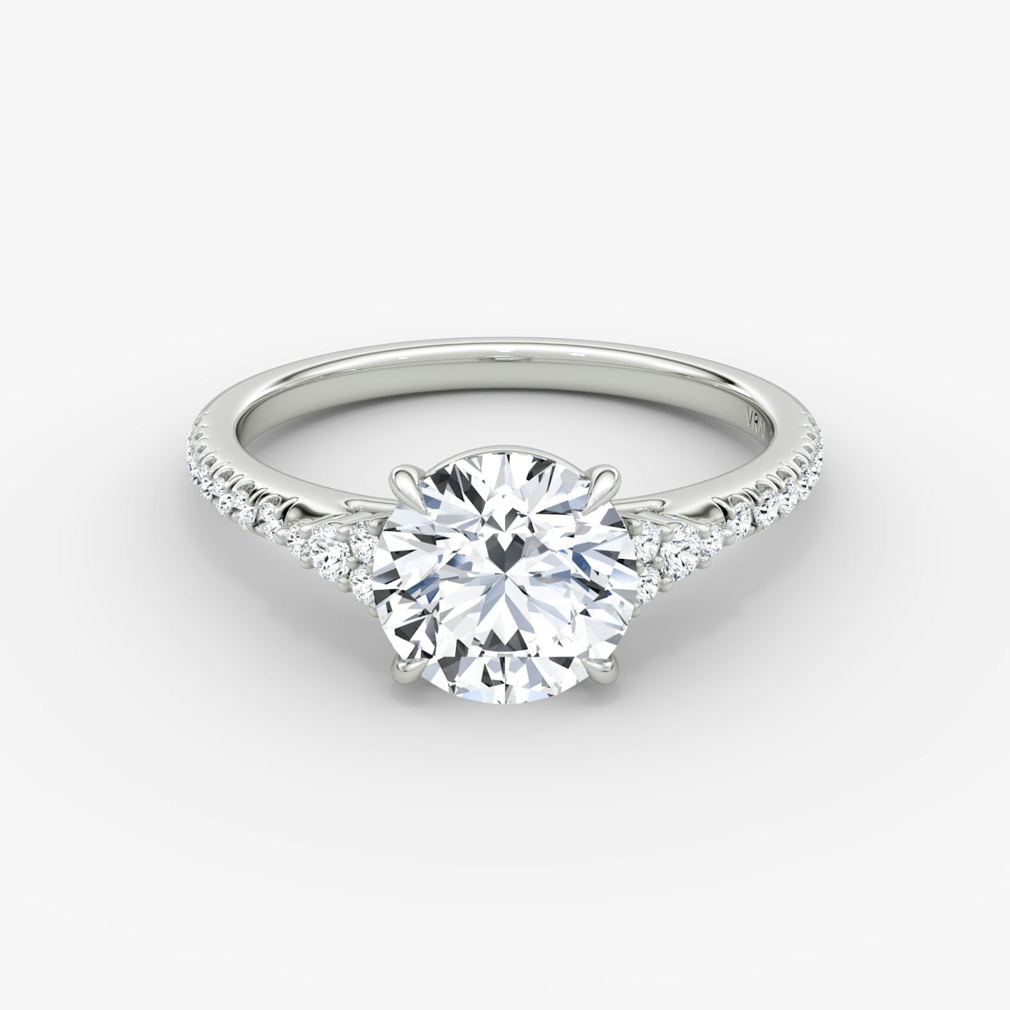 The Side Cluster Cathedral Round Brilliant Engagement Ring