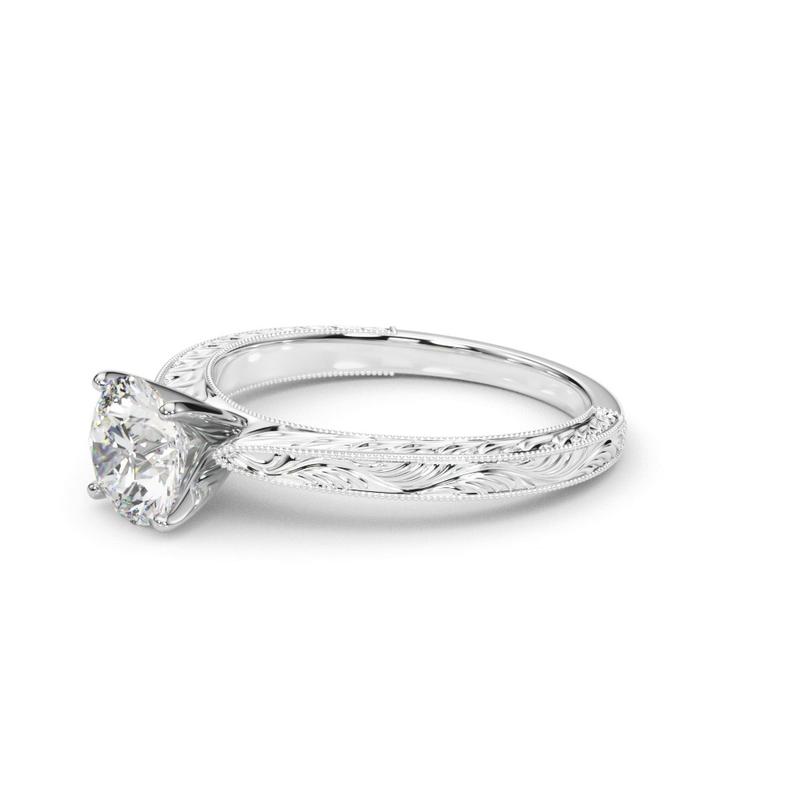 Vintage-Inspired Solitaire Engagement Round Ring