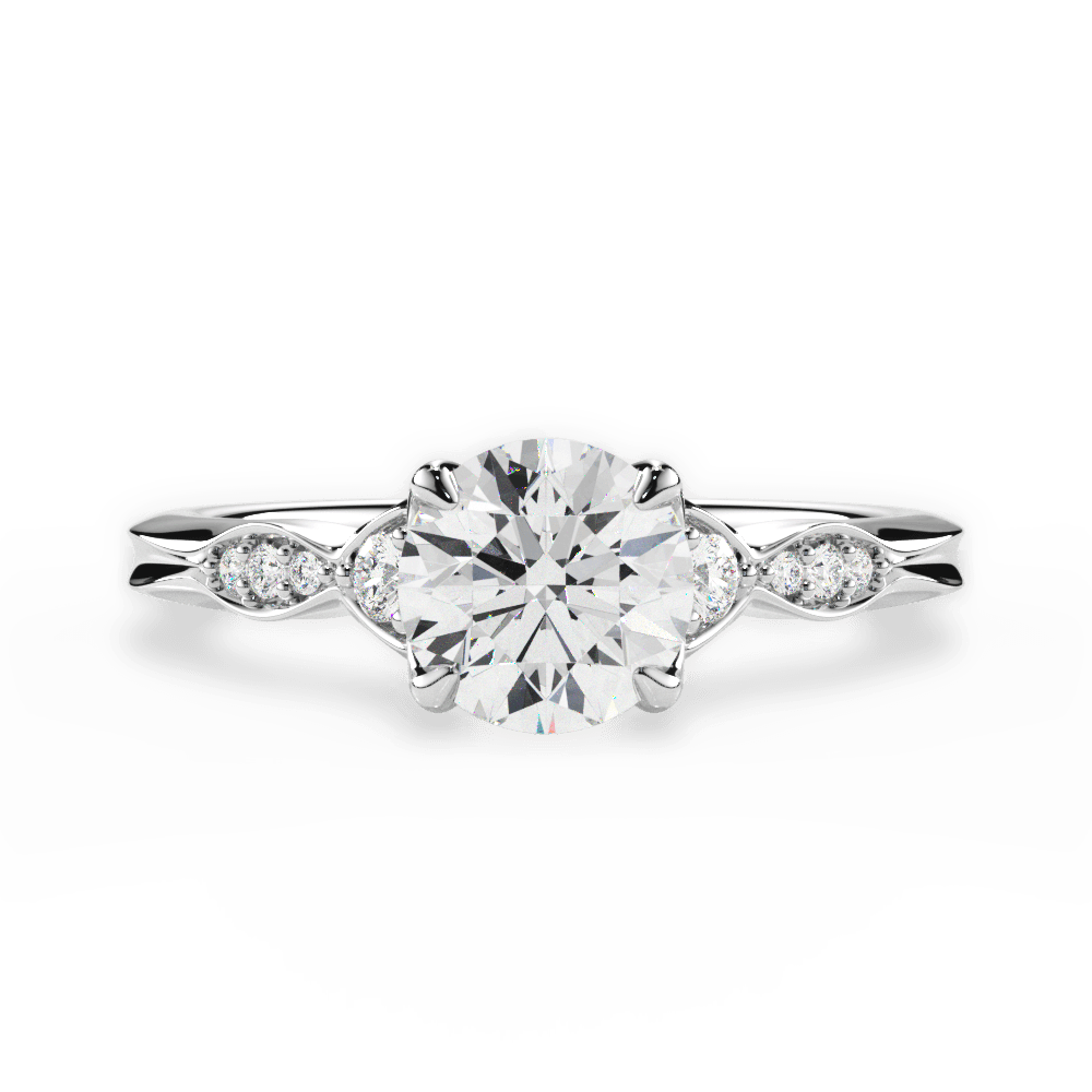 Round Cut Vintage Diamond Accent Engagement Ring