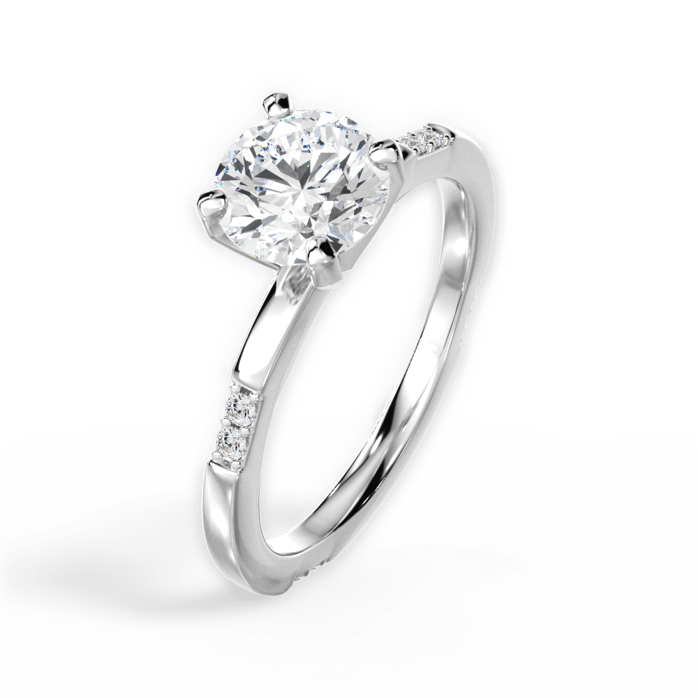 Round Cut Tapered Diamond Engagement Ring