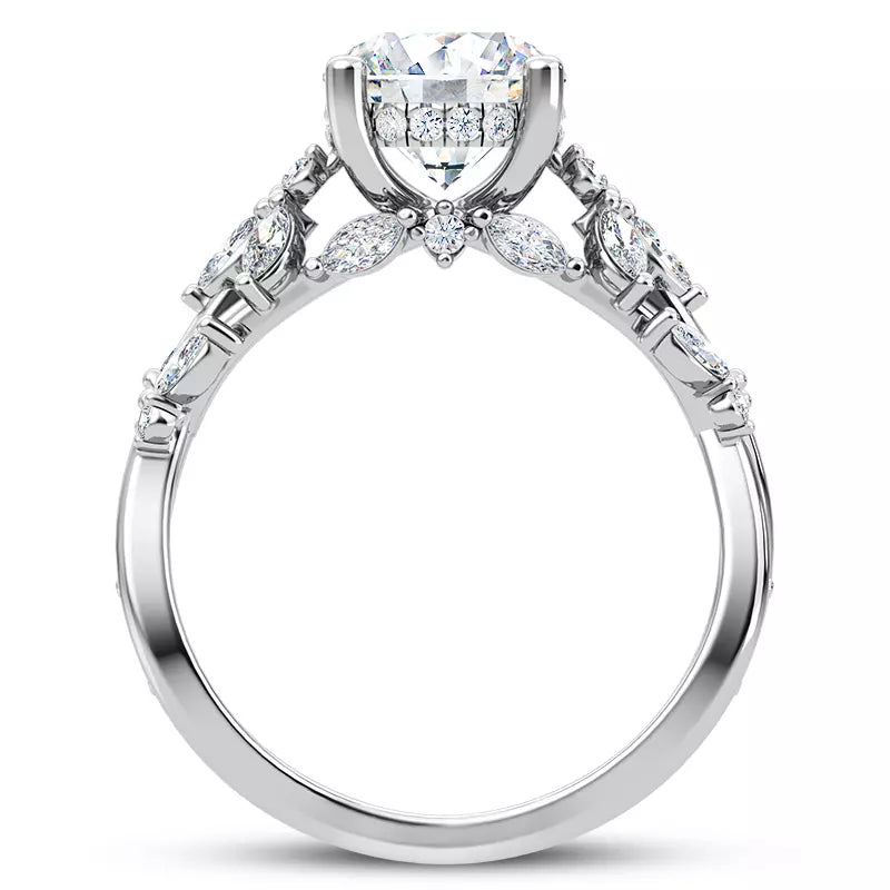 Butterfly And Bee Vine Twist Round Engagement Ring