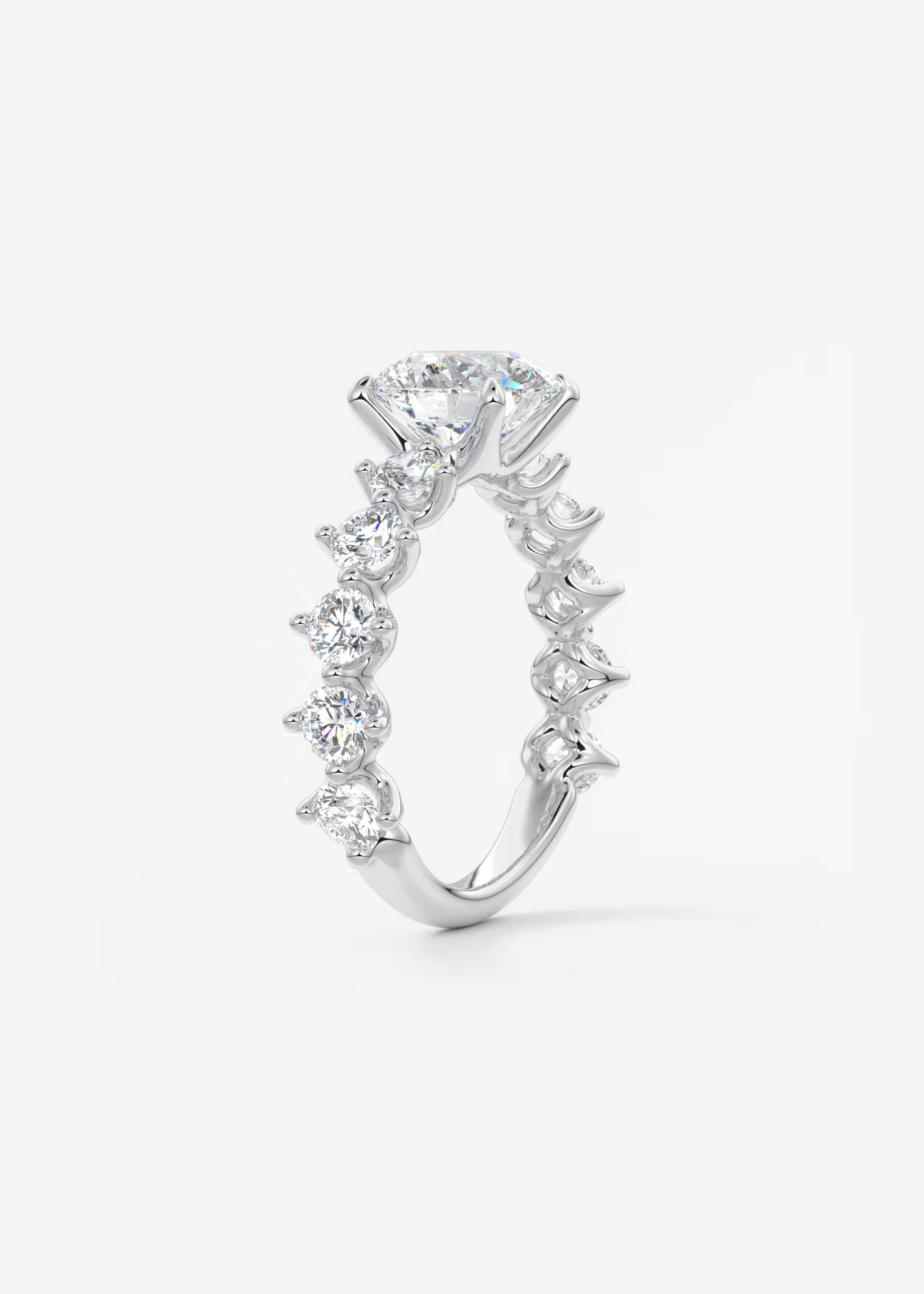 Round Diamond Engagement Ring with Mixed Shape Eternity Band