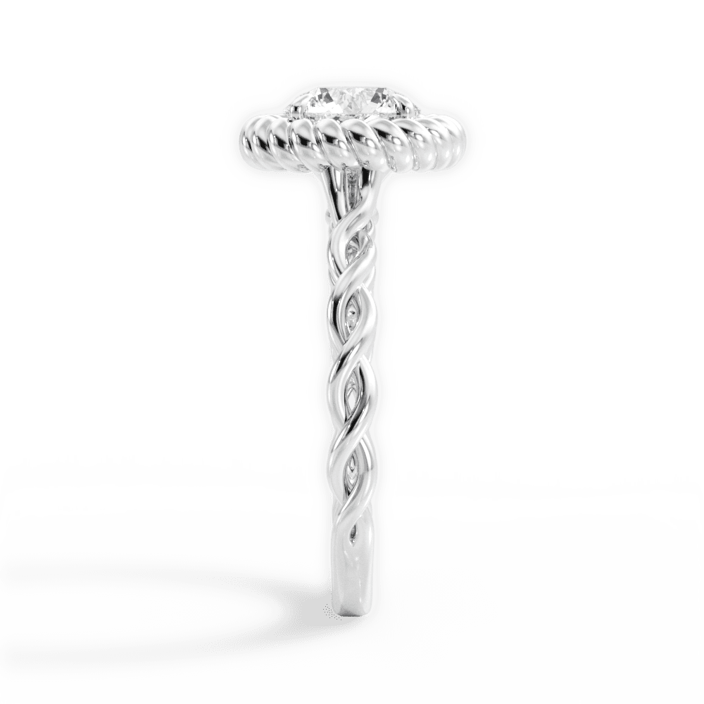 Round Cut Twisted Halo Engagement Ring