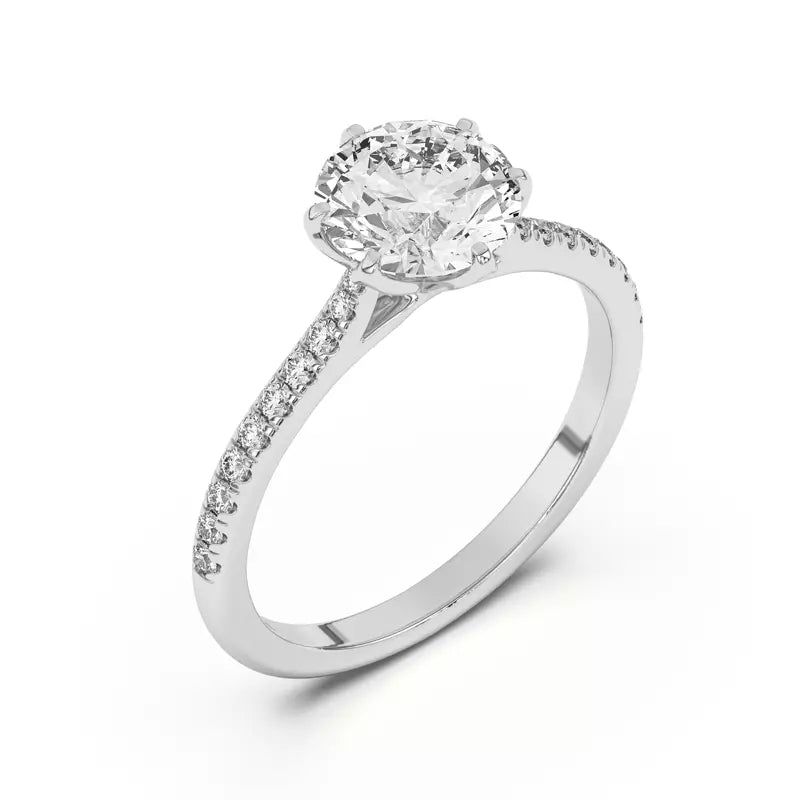 Tulip Inspired 6 Prong Round Engagement Ring