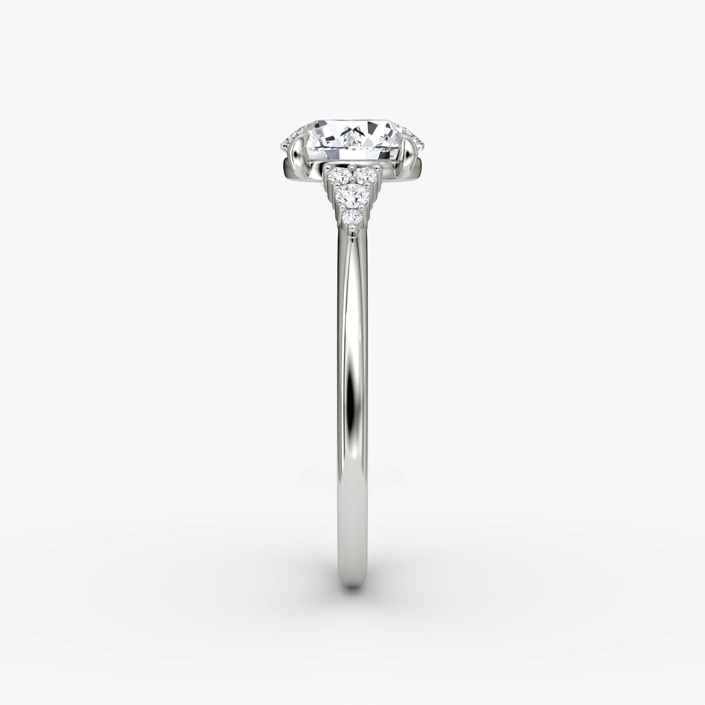 The Side Cluster Cathedral Round Brilliant Engagement Ring