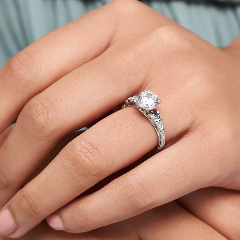 Vintage Inspired Emerald Engagement Ring