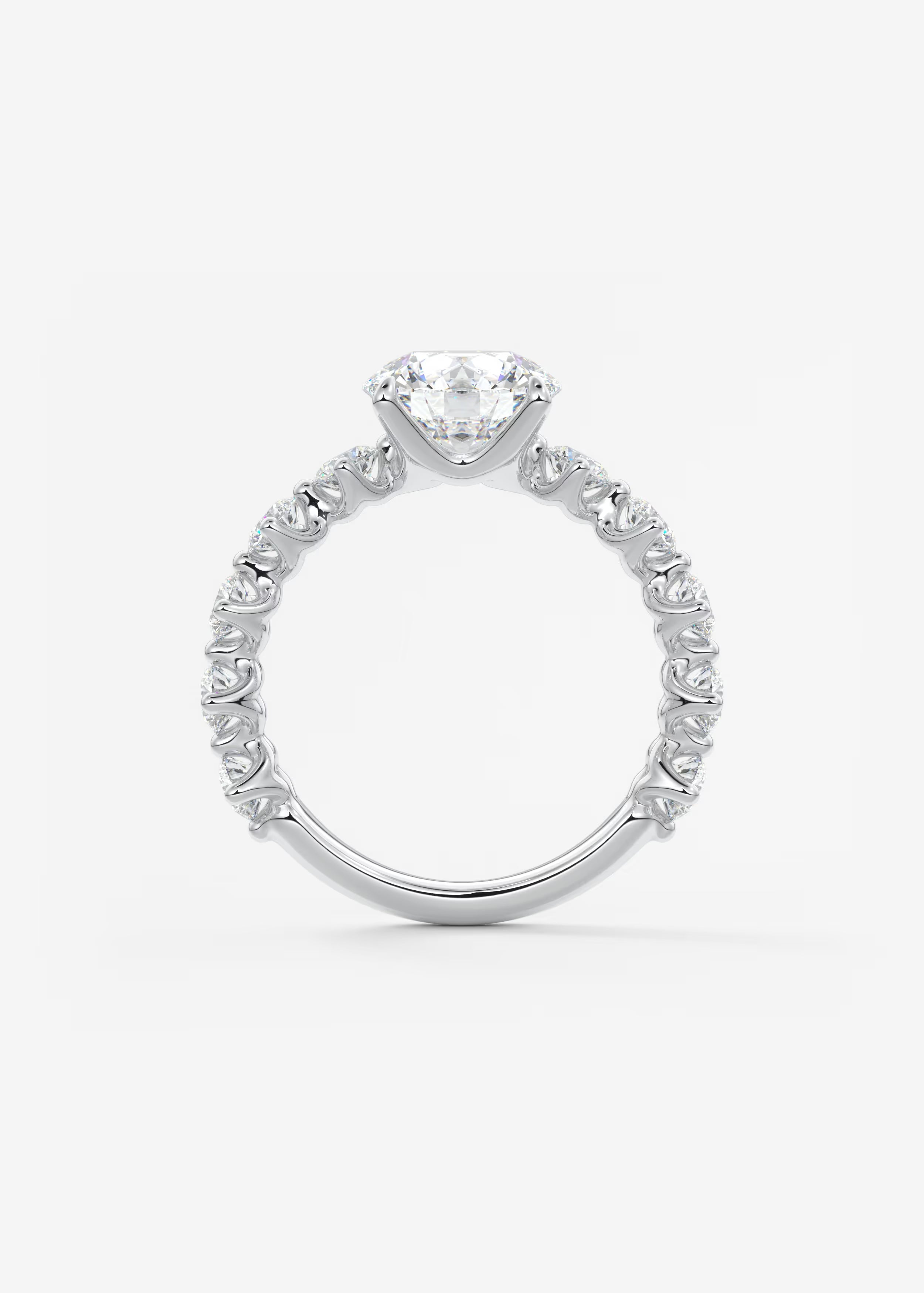Round Diamond Engagement Ring with Mixed Shape Eternity Band