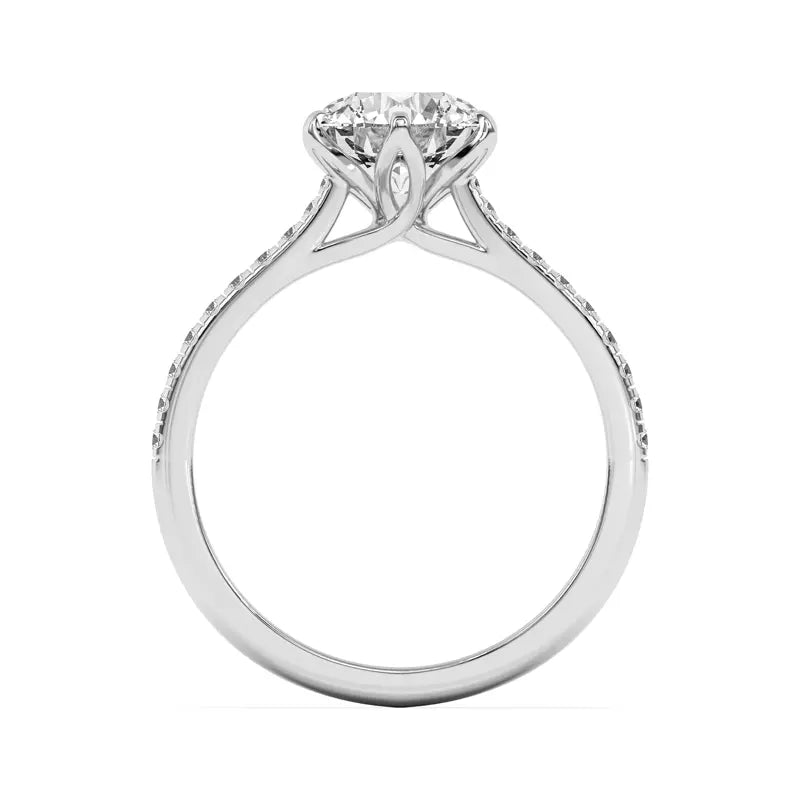 Tulip Inspired 6 Prong Round Engagement Ring