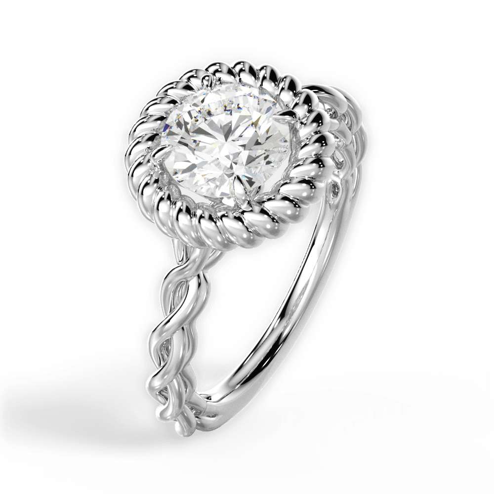 Round Cut Twisted Halo Engagement Ring