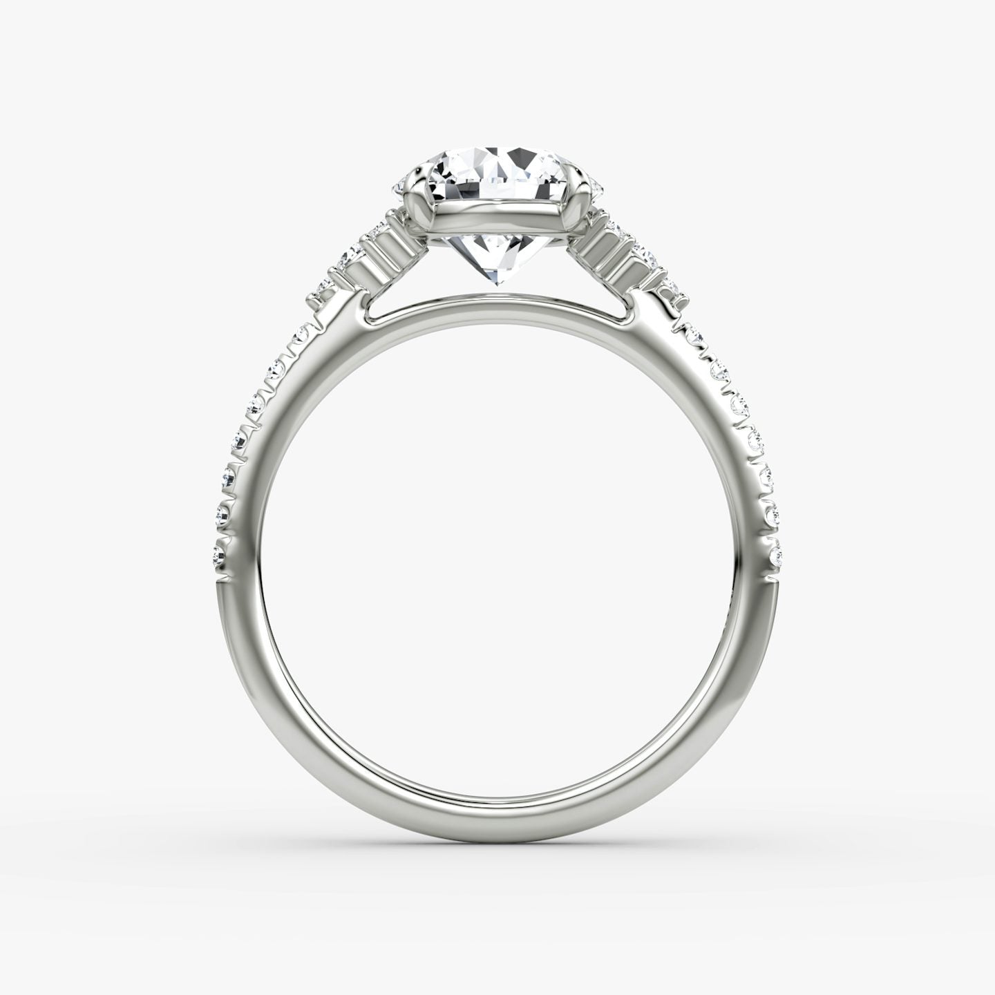 The Side Cluster Cathedral Round Brilliant Engagement Ring